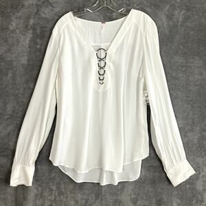 Free People Blouse Womens L White‎ Long Sleeve Boho Festival NWT